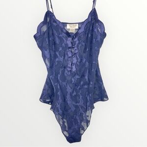 VTG 80’s Victorias Secret Teddy Scrolling burnout Flutter Chiffon Romper Size M